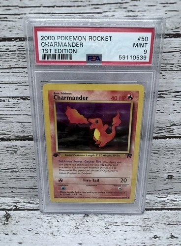 PSA 9 MINT 2000 Pokémon Charmander Rocket 1st Edition 50/82