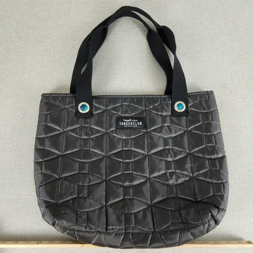 Tanger Outlets TangerClub The Chic Elite Black Quilted Tote Bag Aqua Blue Lining