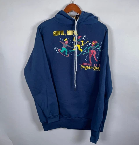 90s Sugar Loaf Ski Resort Hoodie Adult Large Dark Blue Michigan Sweatshirt 1994