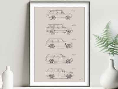 Range Rover Evolution - Kunst Poster Druck, Automobil Illustration, Artwork Geschenk