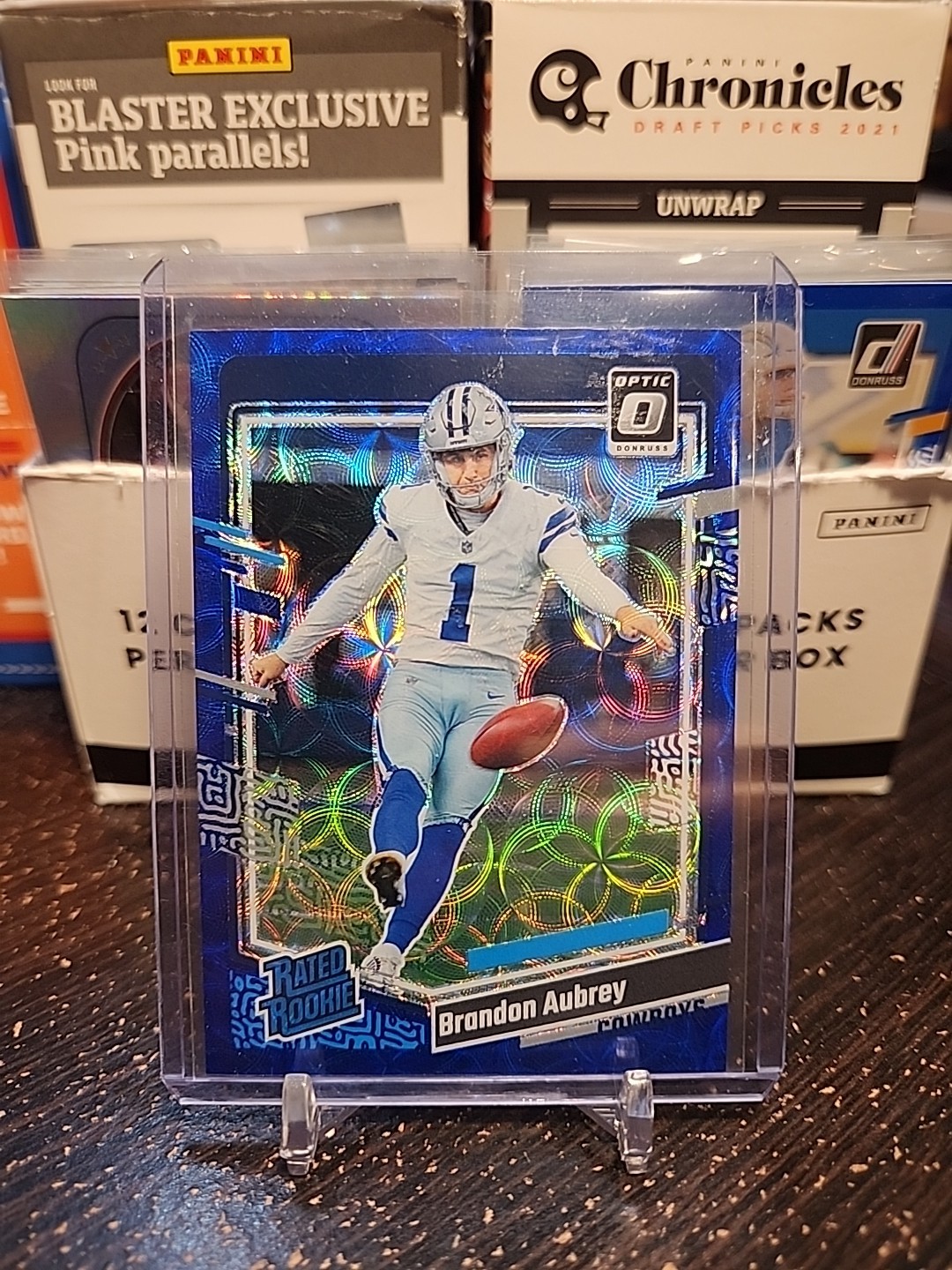 2023 Panini Donruss Optic Rated Blue Scope Prizm Brandon Aubrey #226 Rookie RC