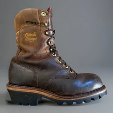 VINTAGE Chippewa Steel Toe Men's 8 E Wide Logger Work Boots Brown Leather