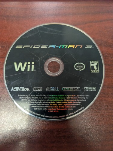 Spider-Man 3 (Nintendo Wii, 2007) NO TRACKING - DISC ONLY 3374