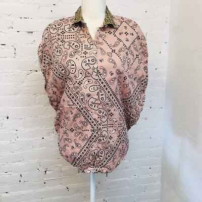 Intimissimi cotton cap sleeve blouse pink paisley size m