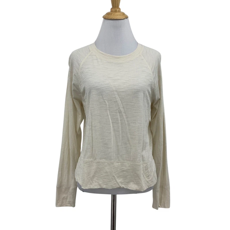 athleta classic slub long sleeve breathable crew shirt