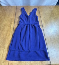 Anthropologie Maeve Scalloped Textured Dress Blue With Pockets Size Small EUC!
