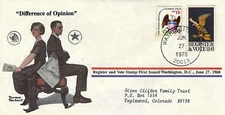 STAMP US SCOTT 1344 & 1596 "Norman Rockwell Commem Cover-Differences of Opinion"