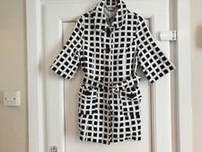 Full Circle Black 3/4 Sleeve Belted Pocket 60s Coat Size Uk 8