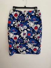 Talbots Blue Floral Print Straight Skirt sz 8 New NWT