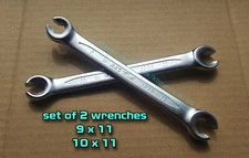 Set of 2 - Metric Brake Line Wrench Open Ring Spanner Special Tool Pipe Flare