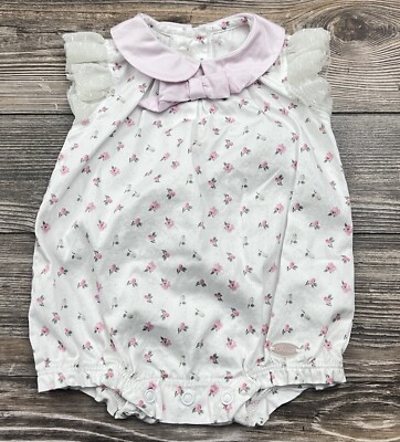 My First Chicco Baby One Piece Outfit 3M Pink Floral Short Sleeve Snap Crotch