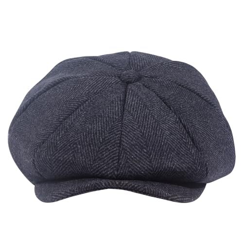 Mens Beret Men's Cotton Flat Ivy Gatsby Newsboy Driving Large Grey Herringbone - Afbeelding 3 van 6