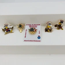 1984  Olympic Games  Lapel Hat Pin Sam The Eagle And Stars In Motion Lot