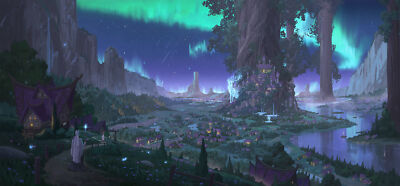Anime Landscape Digital Art Nature Aurorae Trees  Gaming Mat Desk 8142