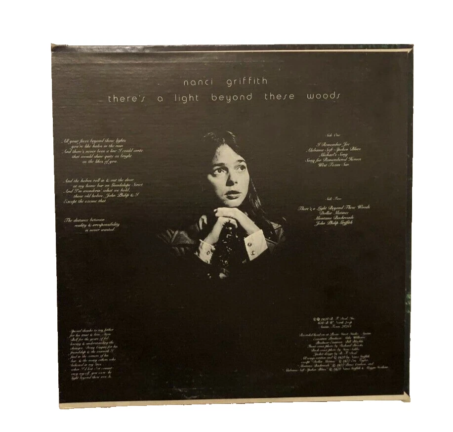 Nanci Griffith There's Light Beyond These Woods BF Deal 9 Inserts 70s LP Record - Image 2 of 4