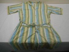 Vintage 60s Weldon Shavecoat Robe Striped Green Blue Size Medium Pockets Tie