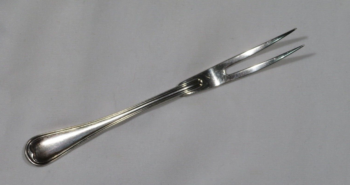 Christofle silver plate two tine fork Pickle Olive fork serving