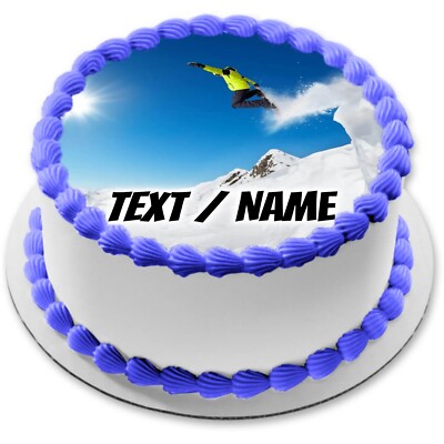 Snowboard Tortenaufleger essbar Party Deko personalisiert Wunschtext Geschenk