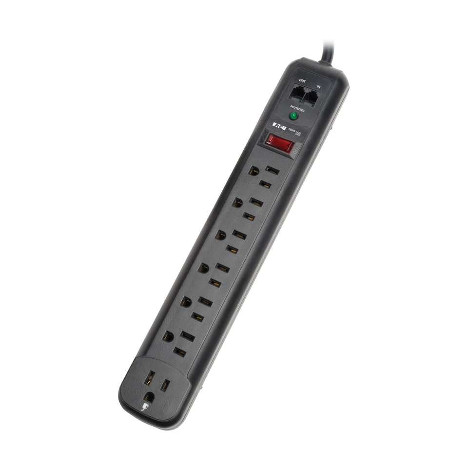 Tripp Lite TLP76RBTEL 7-Outlet Surge Protector Power Strip 6ft Cord 1080J RJ11 - Image 3 of 4