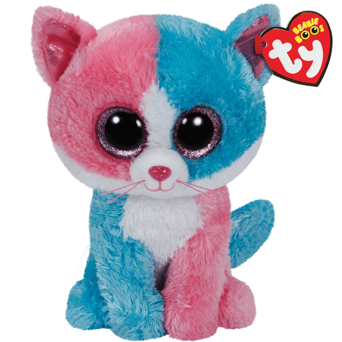 Ty Beanie Boos Fiona the cat - Large Beanie Boo Pink & Blue - 16