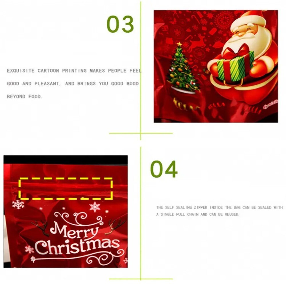 10PCS Merry Christmas Ziplock Package Bag Christmas Wedding Party ...