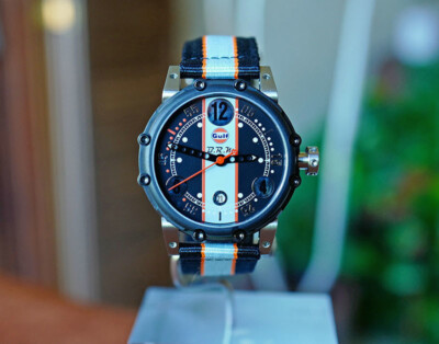 BRM Carburator Style Titanium PVD Limited Edition Gulf Watch 44mm
