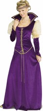 Renaissance Lady 2 Pc Purple  Gold Velour Dress  Headpiece STD