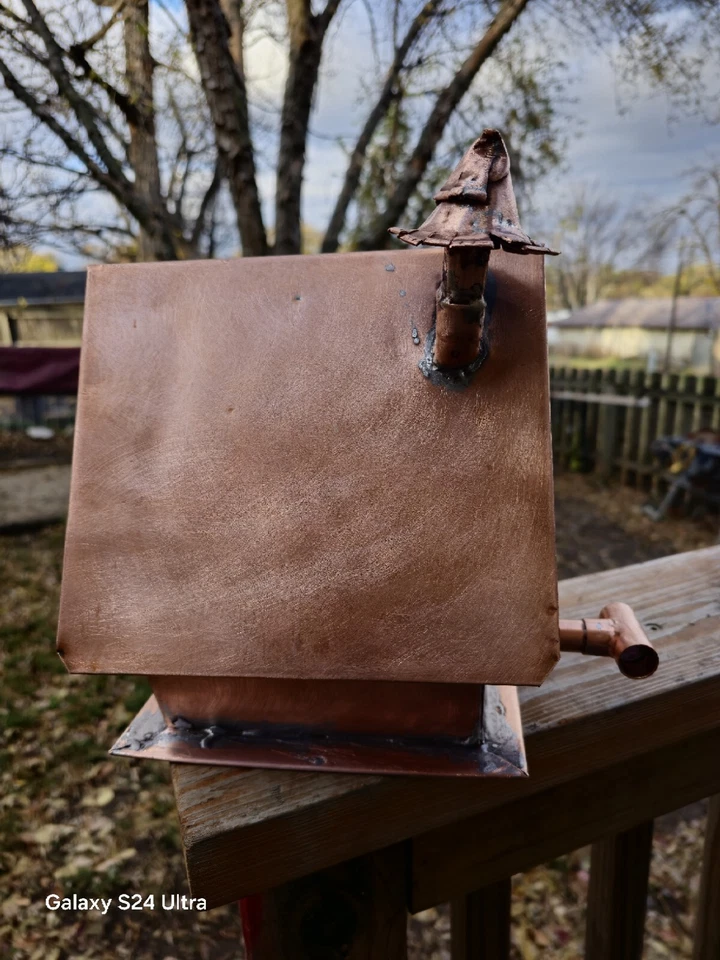 Casa de pájaros hecha a mano cobre puro decoración artículos para el hogar árbol adorno Foto 4 de 4