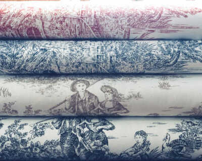 Toile de Jouy Various Colors by the Metre | MADE IN ITALY | Height 180cm | 100% Cotton