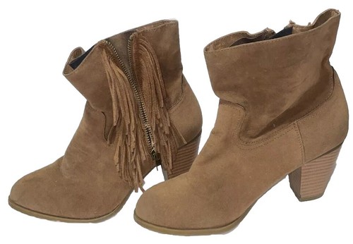 Rampage Frankey Tassle Suede Leather Boots Womens Size 6.5 Zip Up - Picture 3 of 6