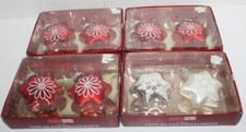 8 Holiday Style Brand Glass Ornaments -Snowflakes - 2 1/4" - 4 Boxes of 2 - NIB