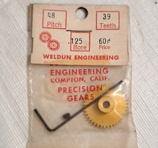 Vintage Weldun Engineering Slot Car .125" Bore Crown Gear 39 Tooth 48 Pitch NOS