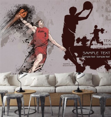3D Basketball Game ZHUA50311 Wallpaper Wall Murals Removable Self-adhesive Ann