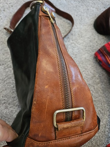 Marino Orlandi Women’s Handmade Italian Brown/Black Leather Bucket Shoulder Bag - Picture 21 of 24