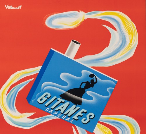 Affiche ancienne originale - Villemot - Gitanes - Tabac - Cigarette française - 1957 - Photo 2/4