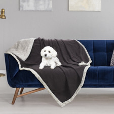 Waterproof Pet Snuggle Blanket, Dog Puppy Cat Fleece Sherpa Throws Cushion Mat