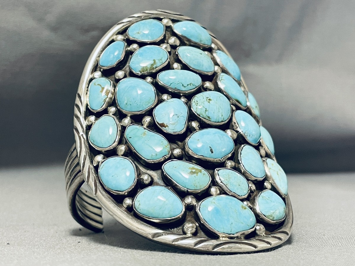 MUSEUM 156 GRAM VINTAGE NAVAJO TURQUOISE STERLING SILVER BRACELET