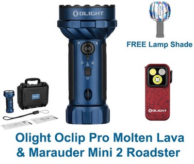 Olight Marauder Mini 2 Midnight Blue & Oclip Pro Molten Lava, FREE Lamp Shade