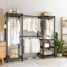 Heavy Duty Open Wardrobe Clothes Rail Rack Bedroom Storage Metal Unit Shelves UK