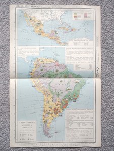 Latin America: Economic & Linguistic - 1941 Vintage WW2 Serial Map Service Map