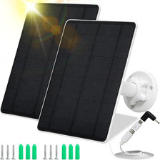 Solar Panel for Security Camera 2 Pack 5W Solar Charger with Micro USB  USB-C
