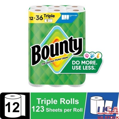 Absorbent Select-A-Size Paper Towels 12 Triple Rolls 1467 Sheets Quick Clean Up
