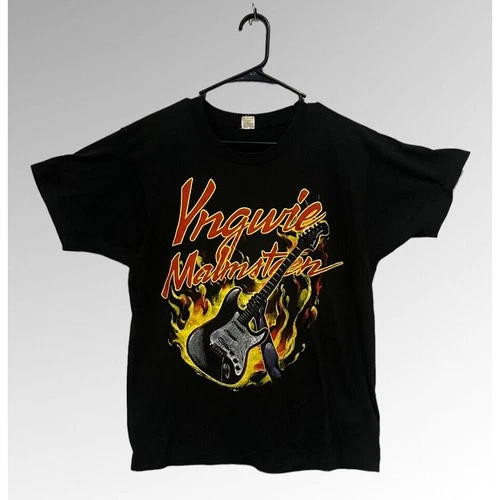 Yngwie Malmsteen Odyssey Tour Black Screen Star 1980s vintage concert t-shirt, vintage, size L, single stitch, B+ condition