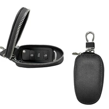 Car Key Case, Leather Car Keychain Holder, Car Key Fob Protector with Metal Hook
