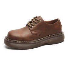 Men's Casual Leather Thick Sole Dress Lace Up Round Toe Fashion Driving Shoes