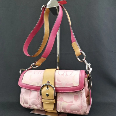COACH コーチ ショルダーバッグ フラップ シグネチャー 1854 Coach 1854 Signature All-over Pattern Soho Partial Leather