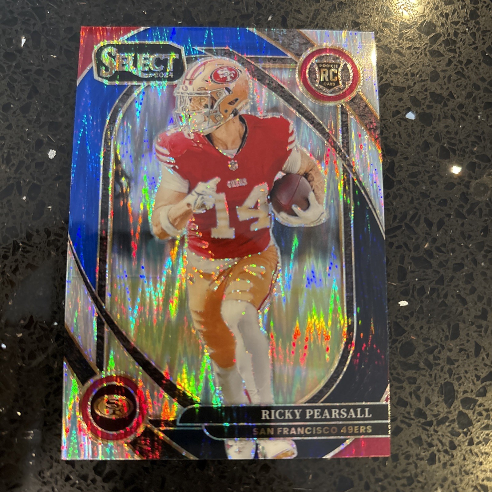 2024 Panini Select #173 Ricky Pearsall Black & Blue Prizm Shock Rookie 49ers