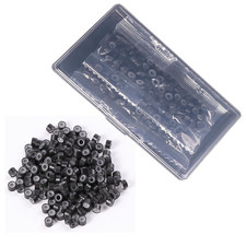 Micro Ring Beads for Hair Extensions,200Pcs 5Mm Black Invisible Links, Salon-Gra