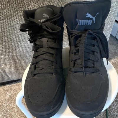 PUMA Rebound LayUp Nubuck Triple Black High Top Lace Up Cushioned 381277-01