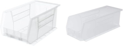 12-Pack Clear Stackable Storage Bins - 15''x5''x5'' Akrobins Containers